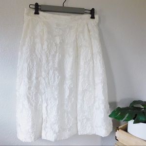 H&M Ivory Floral Appliqué Midi Skirt with Pockets